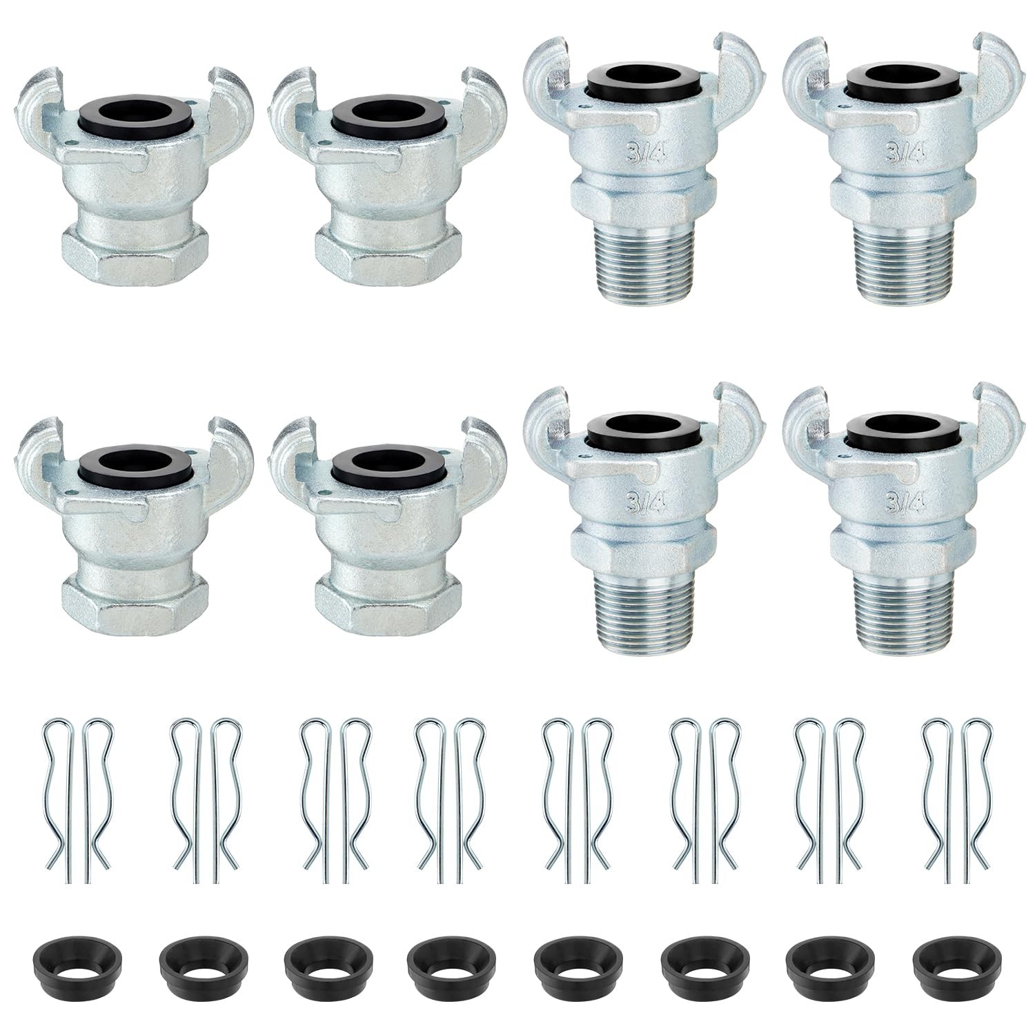8PCS 3/4'' NPT Iron Air Hose Fitting, Universal Coupling Chicago Fitting 3/4'...