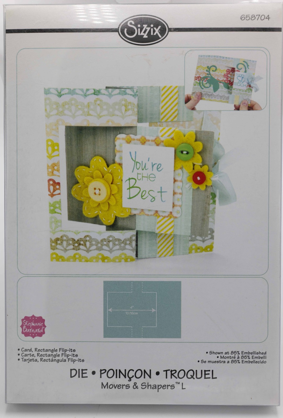 SIZZIX STEPHANIE BARNARD "CARD, RECTANGLE FLIP-ITS" 658704 FOR BIG KICK