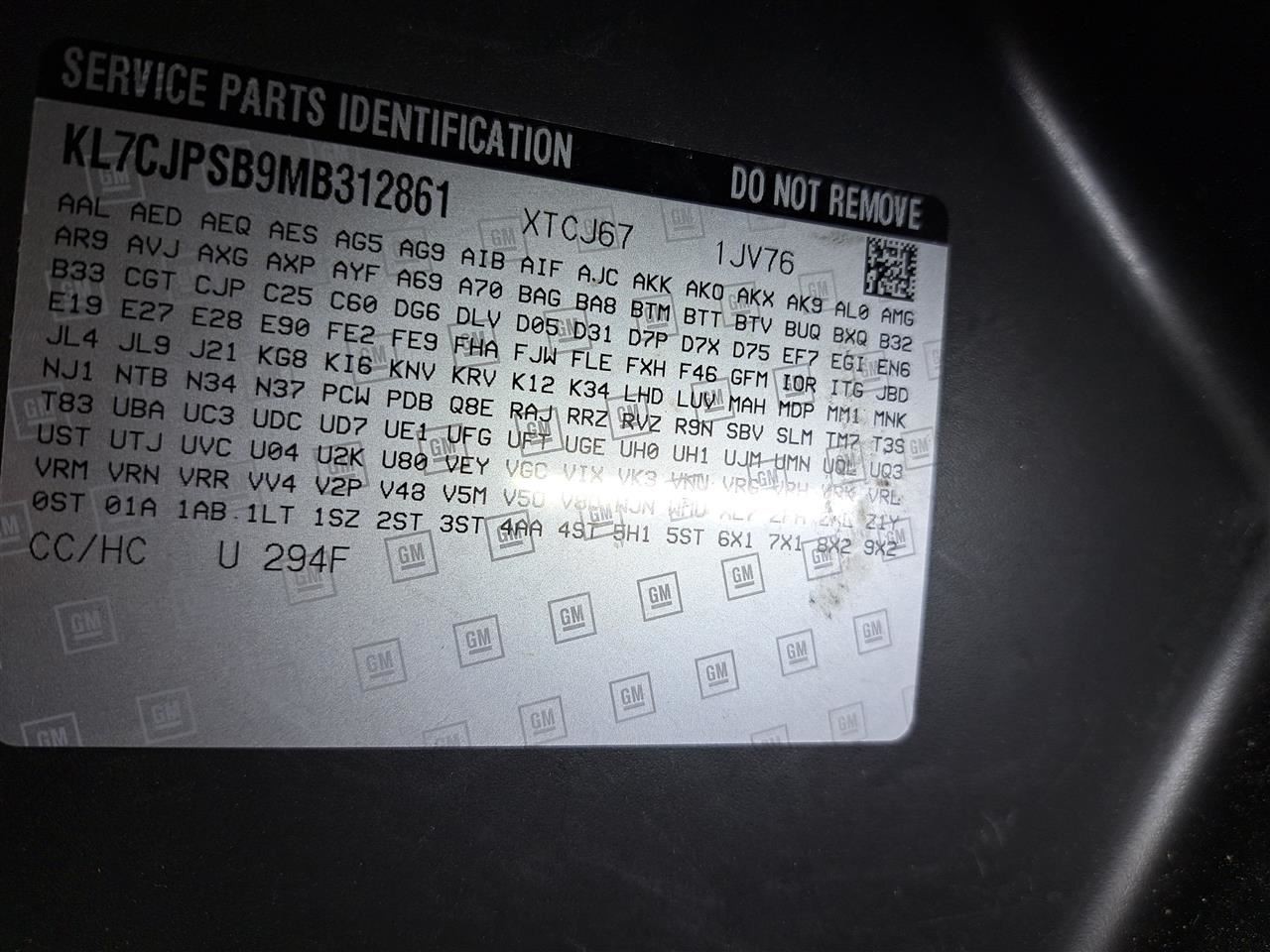 Rh Passenger Side 2021 Trax Camera/Projector Sku#4361069