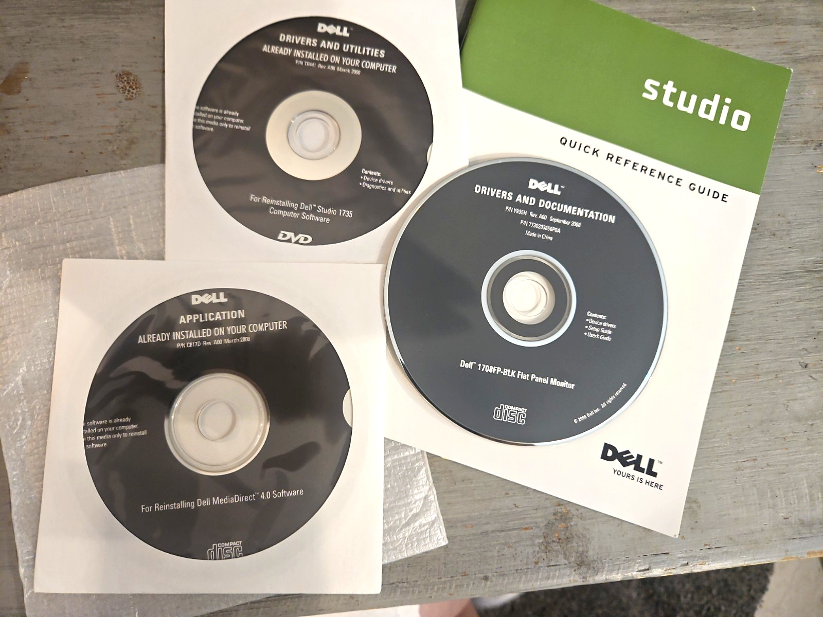 Dell Windows Application, Drivers Utilities CD's Dell Studio 1735 2 New 1 Used