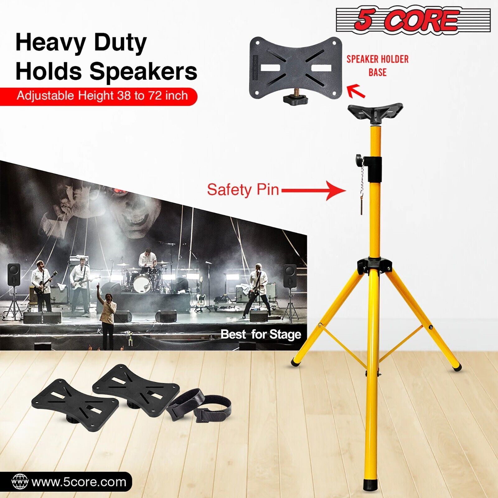 5Core Speaker Stand Tripod Tall Adjustable 72 Inch DJ Studio Monitor Pair Stands