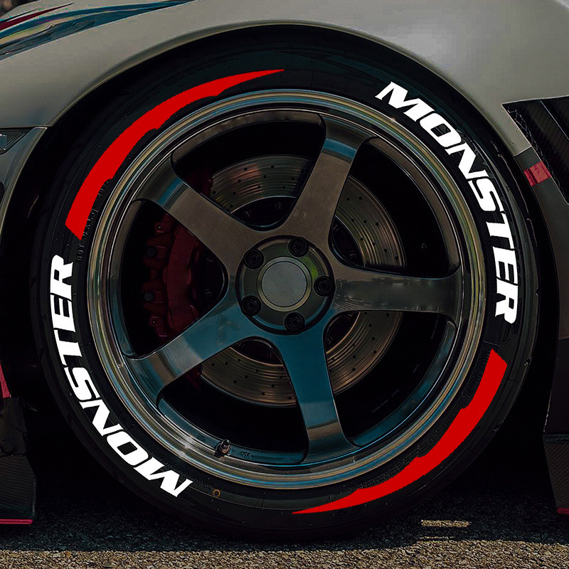 MONSTER Tire Lettering Sticker 1.06" For 14"-22" Wheels 8 Kits Tire Decoration