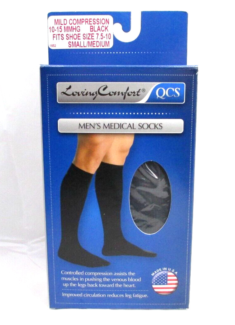 COMPRESSION  SOCKS MEN' MEDICAL SHOE SIZE  7.5 - 10  SMALL/MEDIUM  BLACK  NEW !