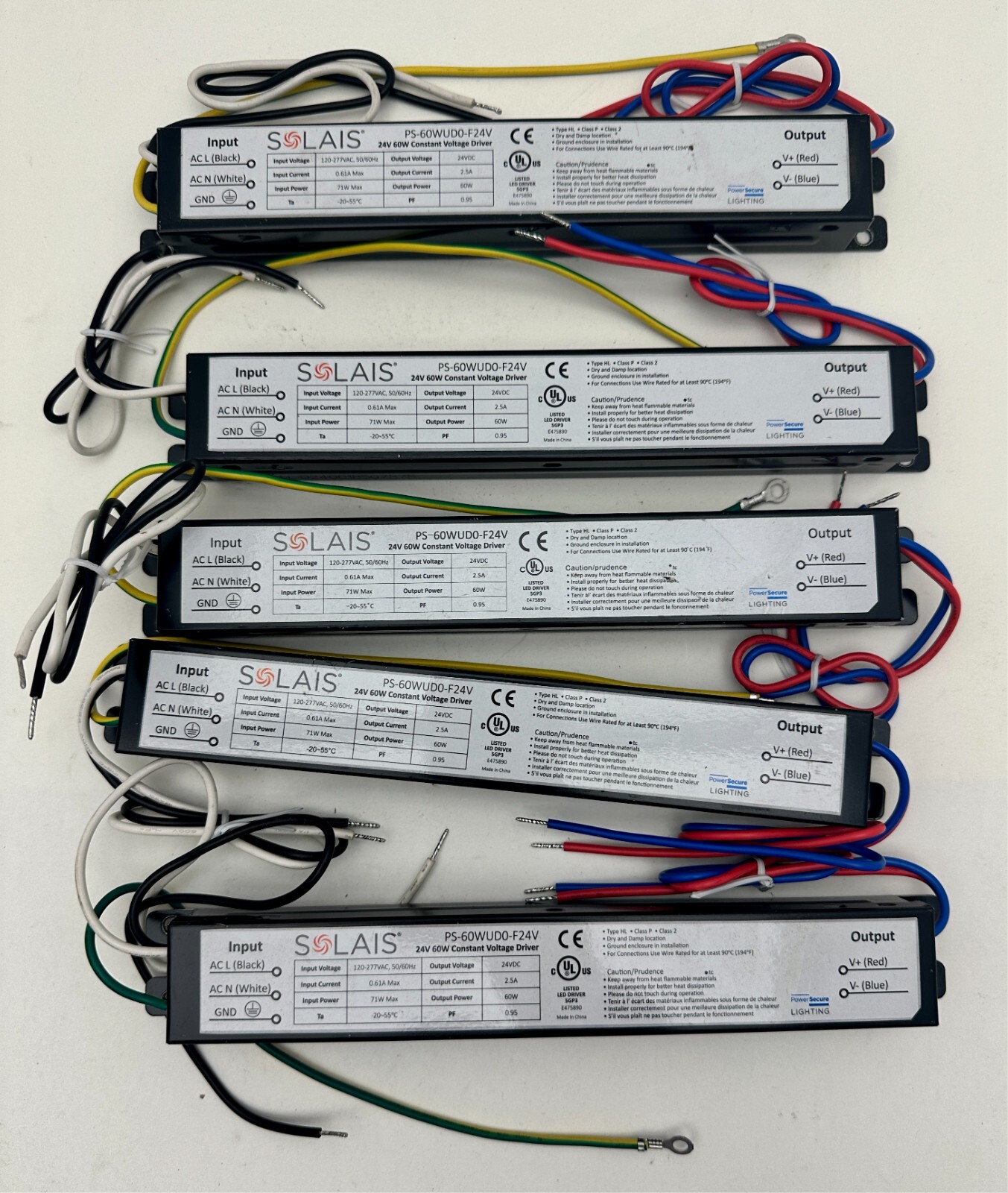 x5 Solais PS-60WUD0-F24V Constant Voltage Driver 24v 60w 2.5a
