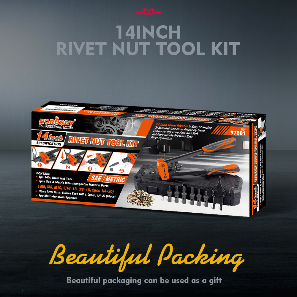 Rivet Nut Gun Kit Rivnut Setting Tools Nut Setter Tool Hand Blind Riveter 14"