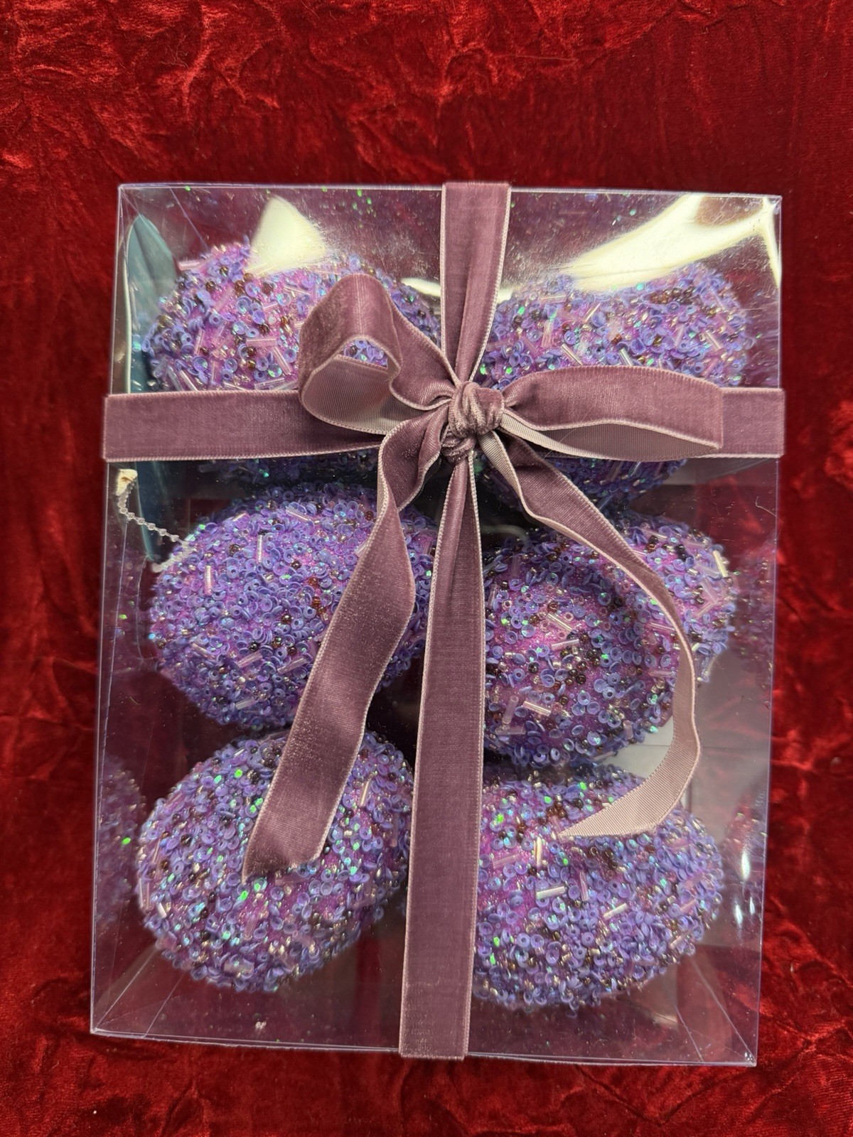 Martha Stewart Beaded Colorful Easter Eggs (6) Purple —rare - New