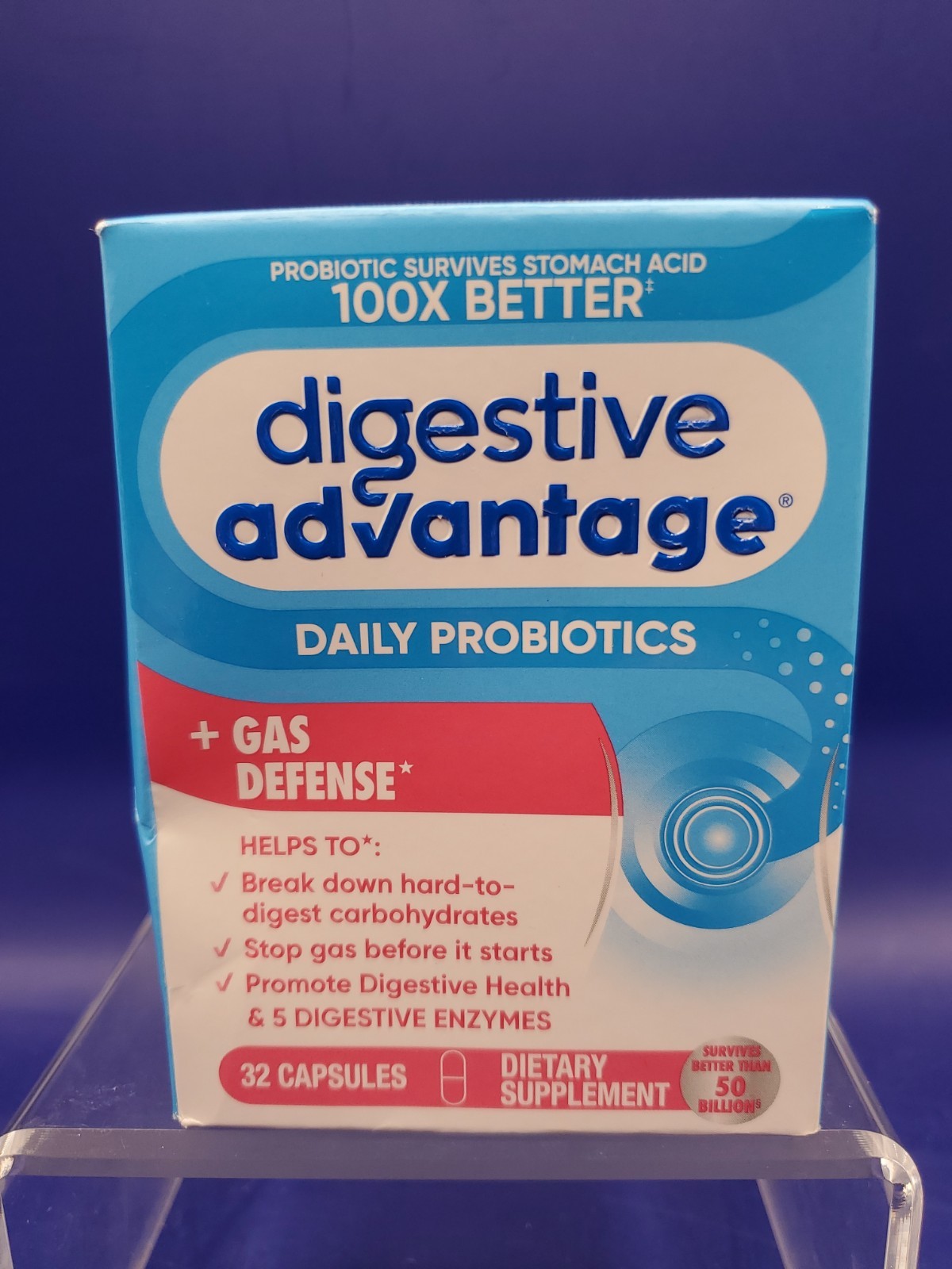 Digestive Advantage Daily Probiotics + Gas Defense 32 Capsules Exp 01/2027 New