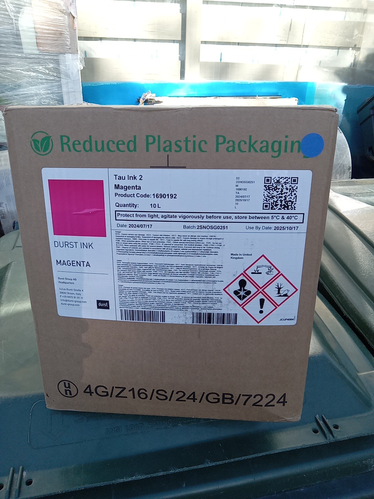 10 Liters DURST Tau RSV UV Ink MAGENTA Use By 10/17/2025