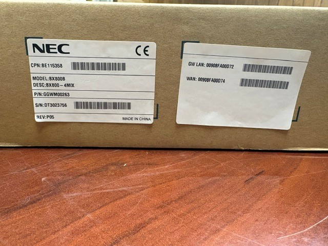NEC UNIVERGE BX800 Session Border Controller (SBC)