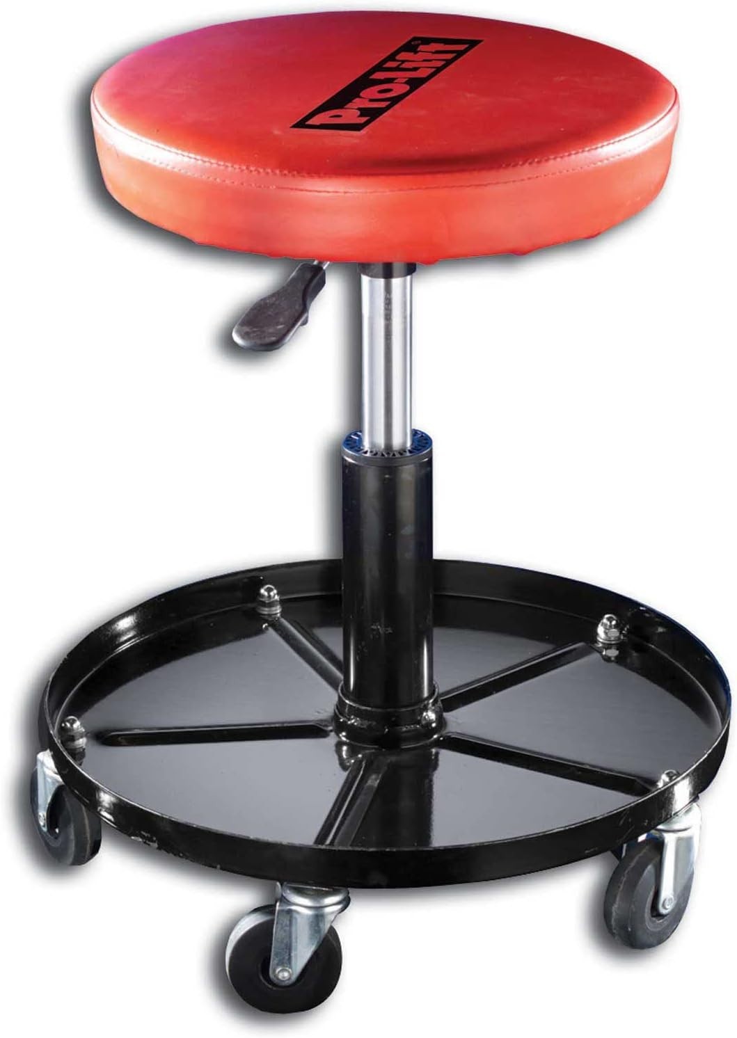 Industrial Red Pneumatic Chair, 300lb Max Weight, 20" Seat Height, Vinyl Cushion
