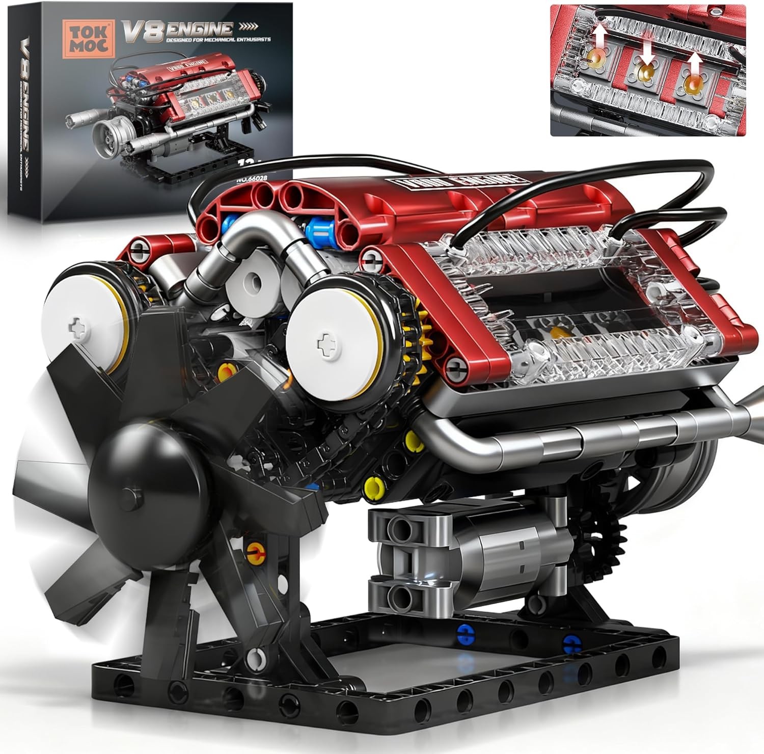 V8 Engine Model Kit That Runs.Build Your Own STEM Mini Engine Kit with Motor..