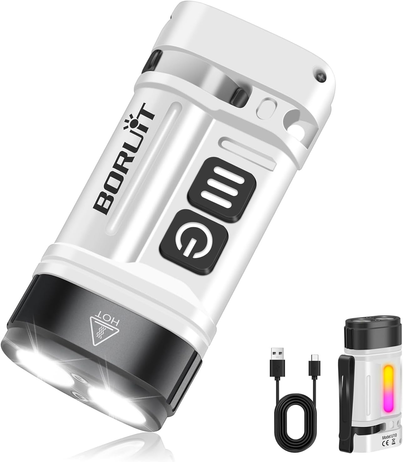 U10 LED Small Powerful EDC Flashlight with Clip, 880LM Mini Poet