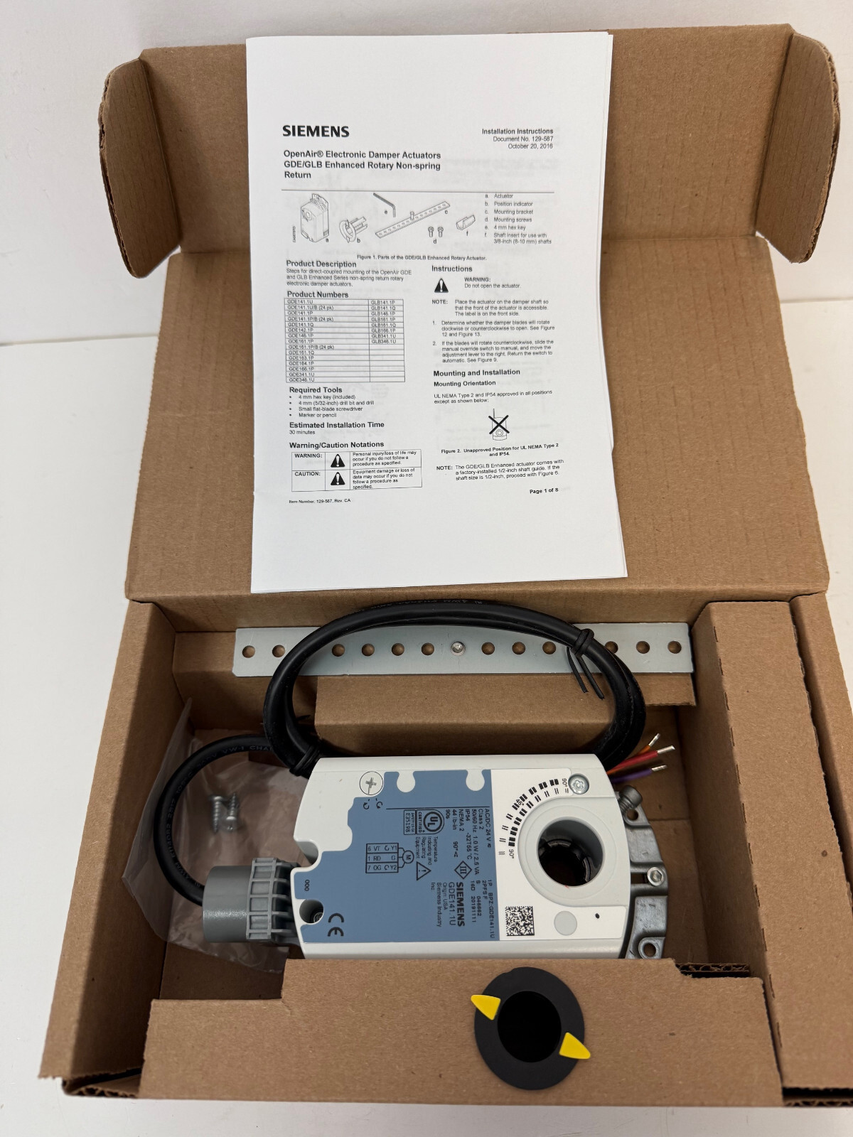 SIEMENS GDE141.1U OPENAIR ELECTRONIC DAMPER ACTUATOR NEW OPEN BOX