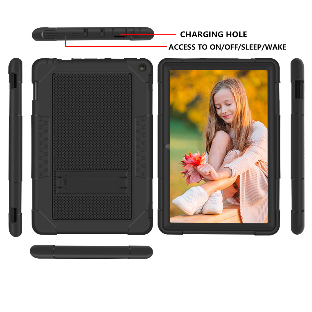 For Amazon Fire HD 10 11th Gen Shockproof Rugged Stand Case+Screen Protector