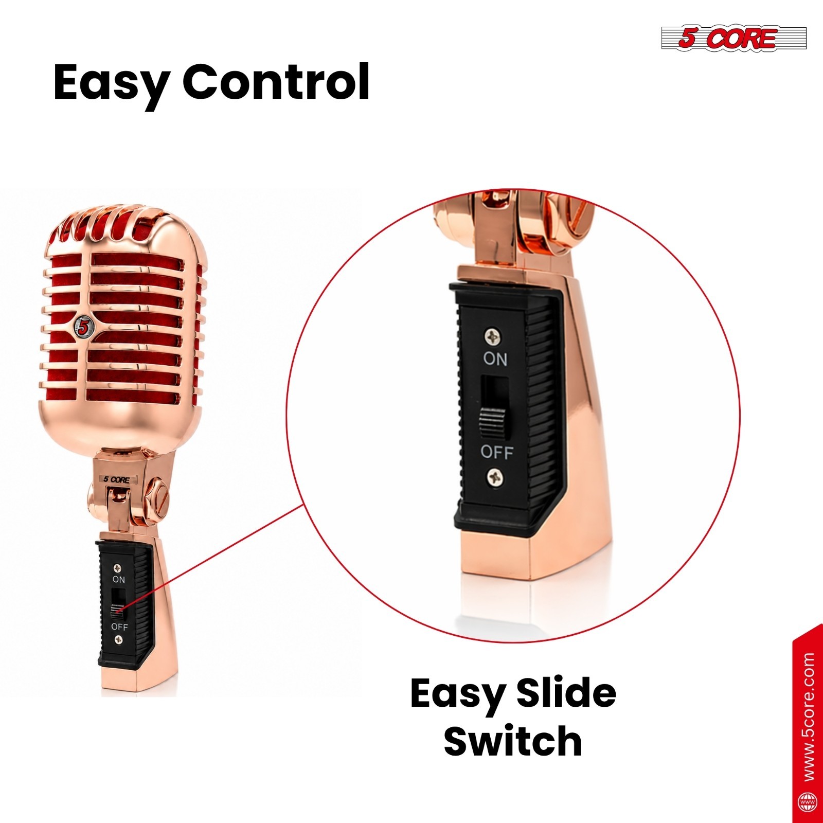 5 Core Retro Dynamic Vocal Iconic Microphone Vintage Classic Unidirectional Mic