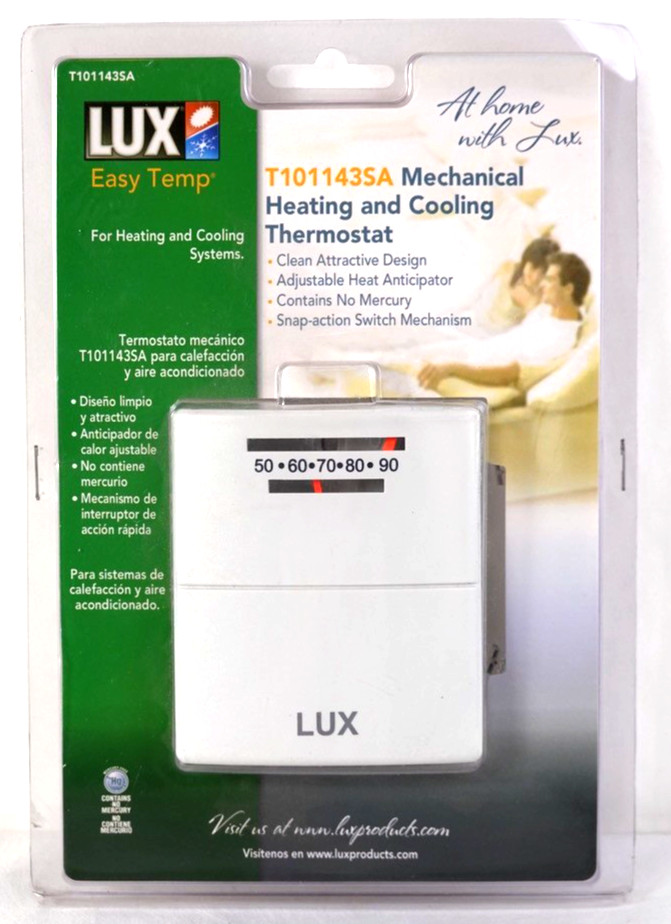 LUX Easy Temp T101143SA Mechanical Heating & Cooling Thermostat NIB