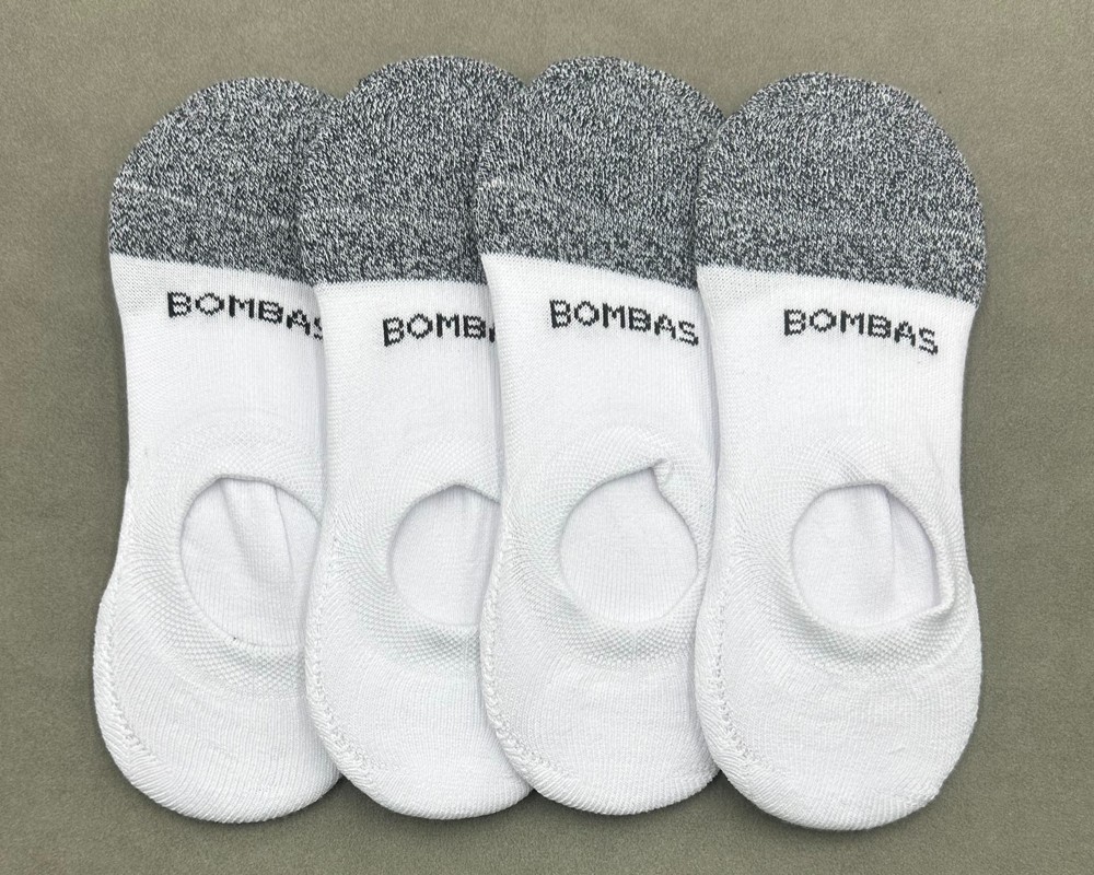 4 Pairs Women's No Show Cushion Socks Everyday Size Small White BOMBAS