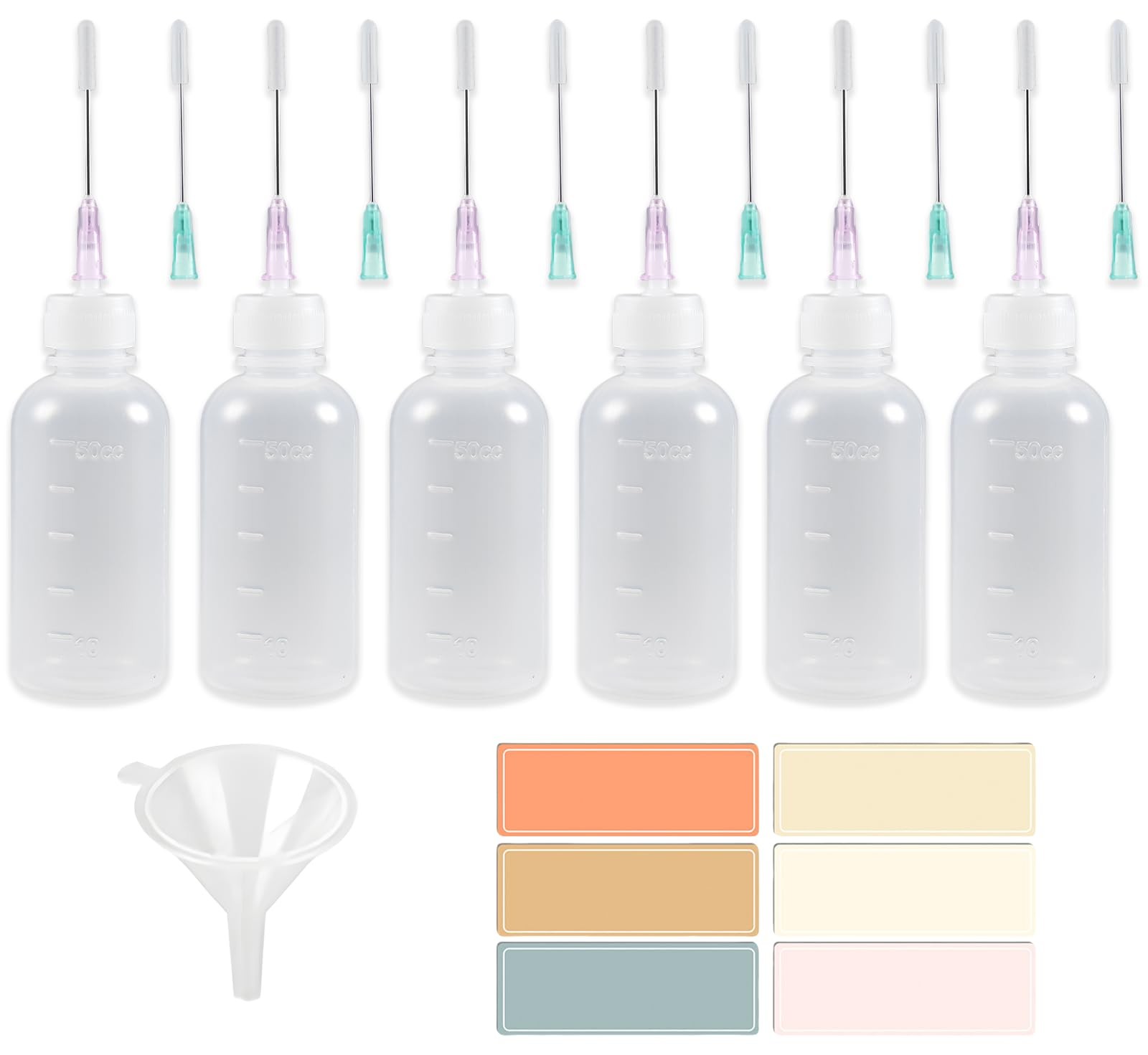 6 Pack Needle Tip Squeeze Bottle 50mL(1.69 OZ) Precision Gun Oil Oiler Bottles