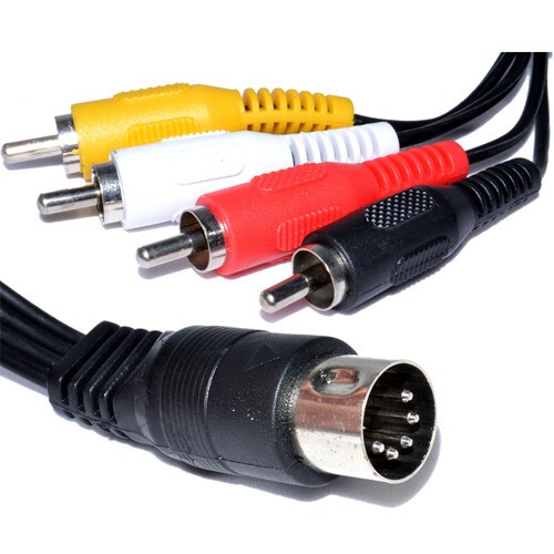 5FT DIN RCA AV Audio Video Cable For Commodore 64 Atari TI-99/4A Spectravideo
