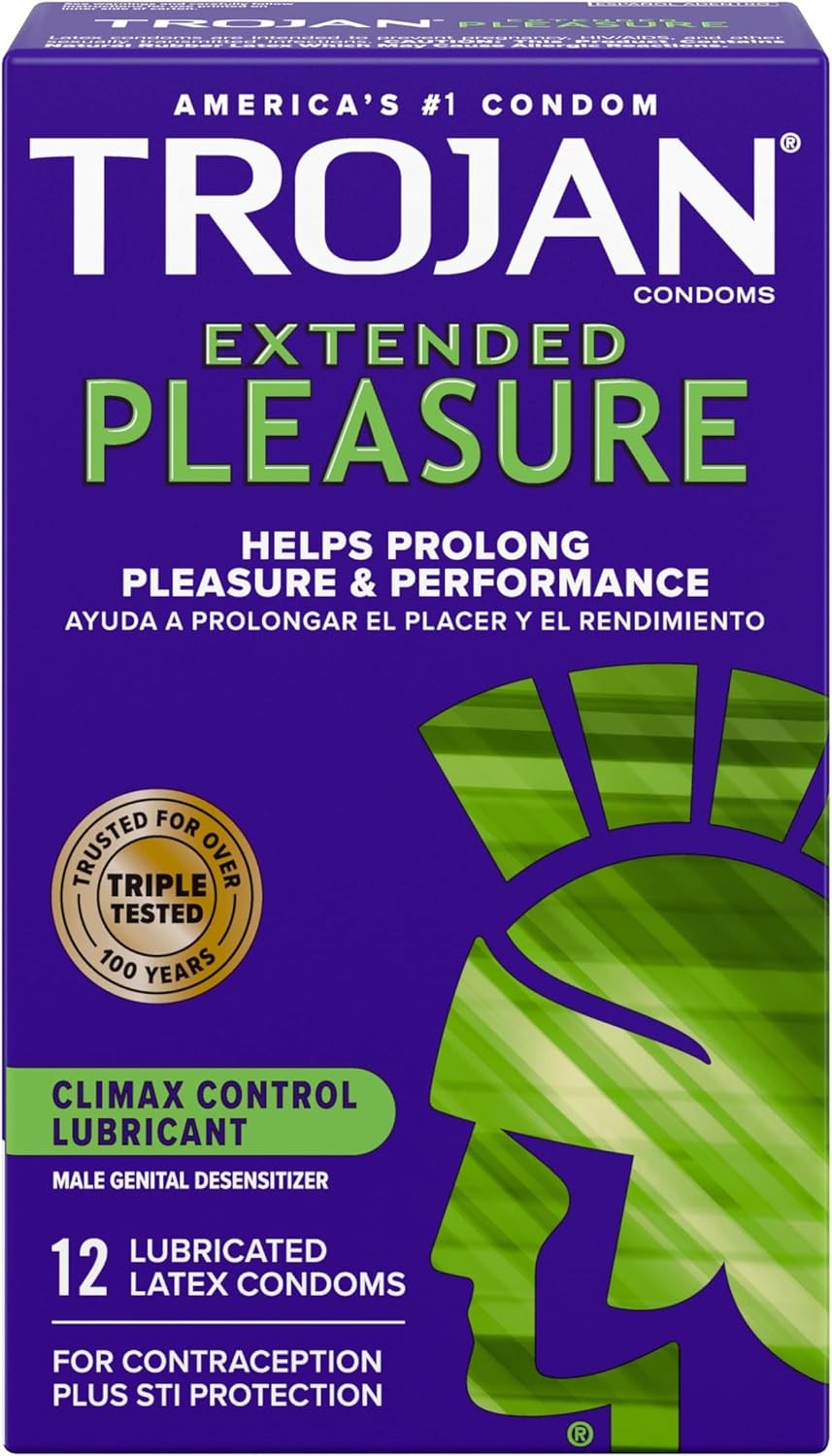 TROJAN EXTENDED PLEASURE Climax Control Extended 12 Count (Pack of 1)