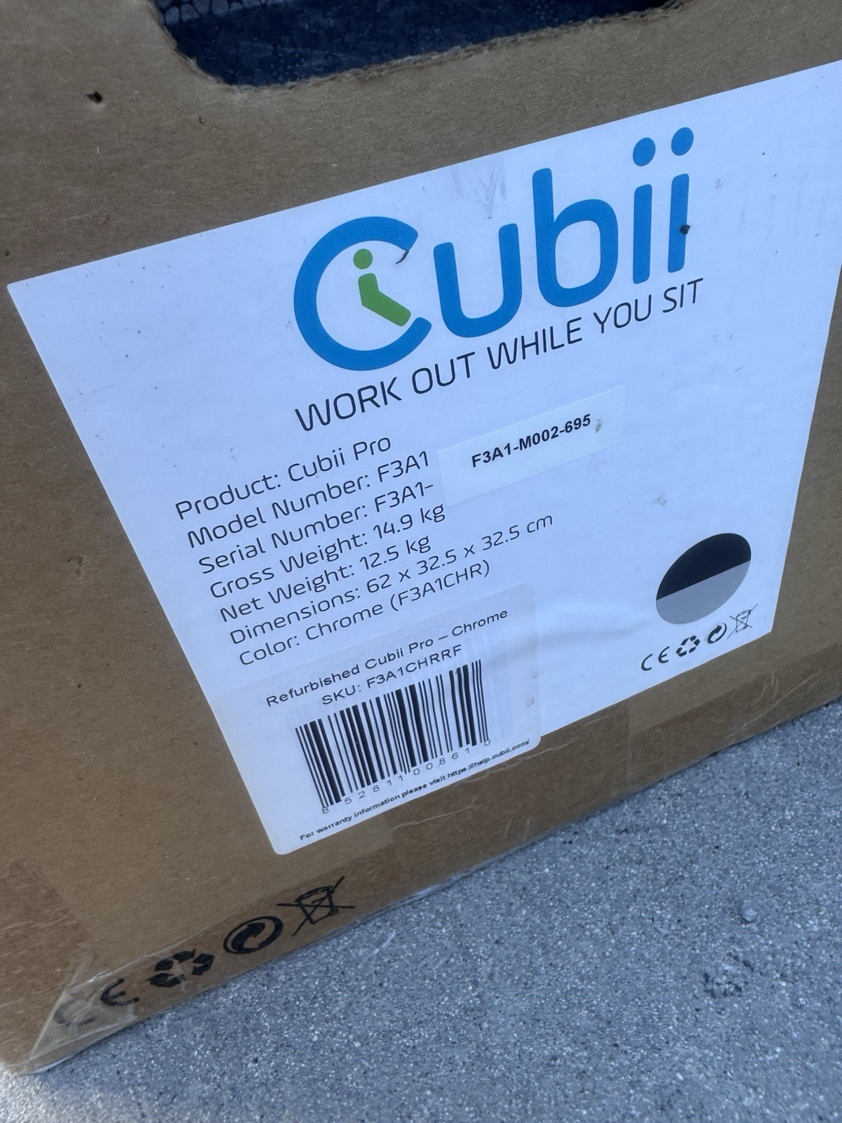 Cubii PRO F3A1 Under Desk Elliptical exercise machine Chrome