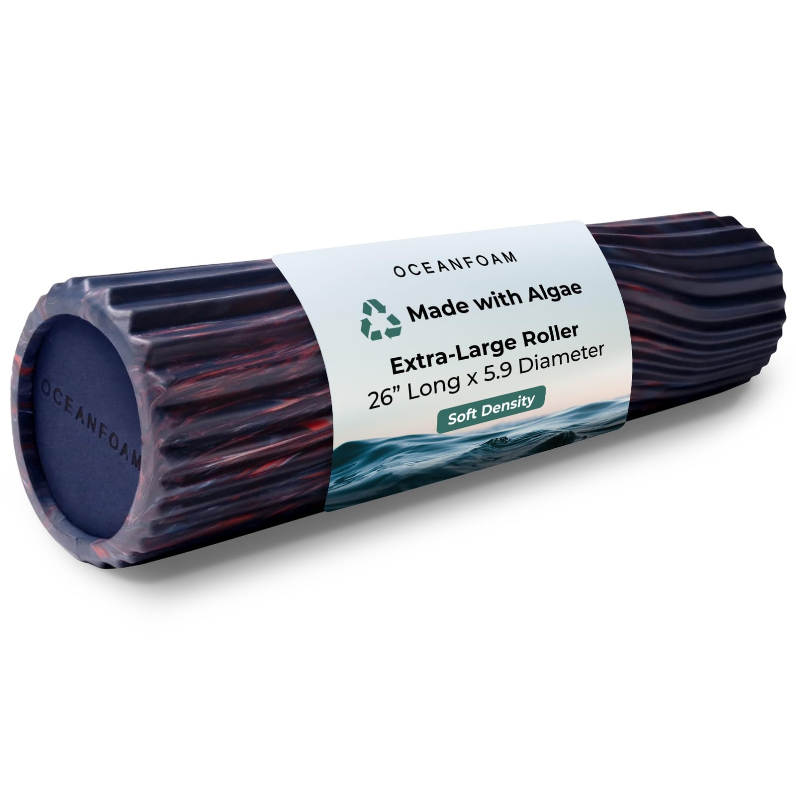 Tsunami Roller (Dark Navy, Red & Natural Marbled) - Extra-Large, 26" x 5.9" -...