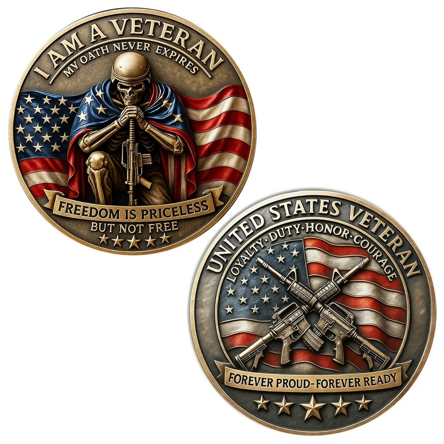 I Am A Veteran Challenge Coin Freedom Is Not Free Collectable forever proud