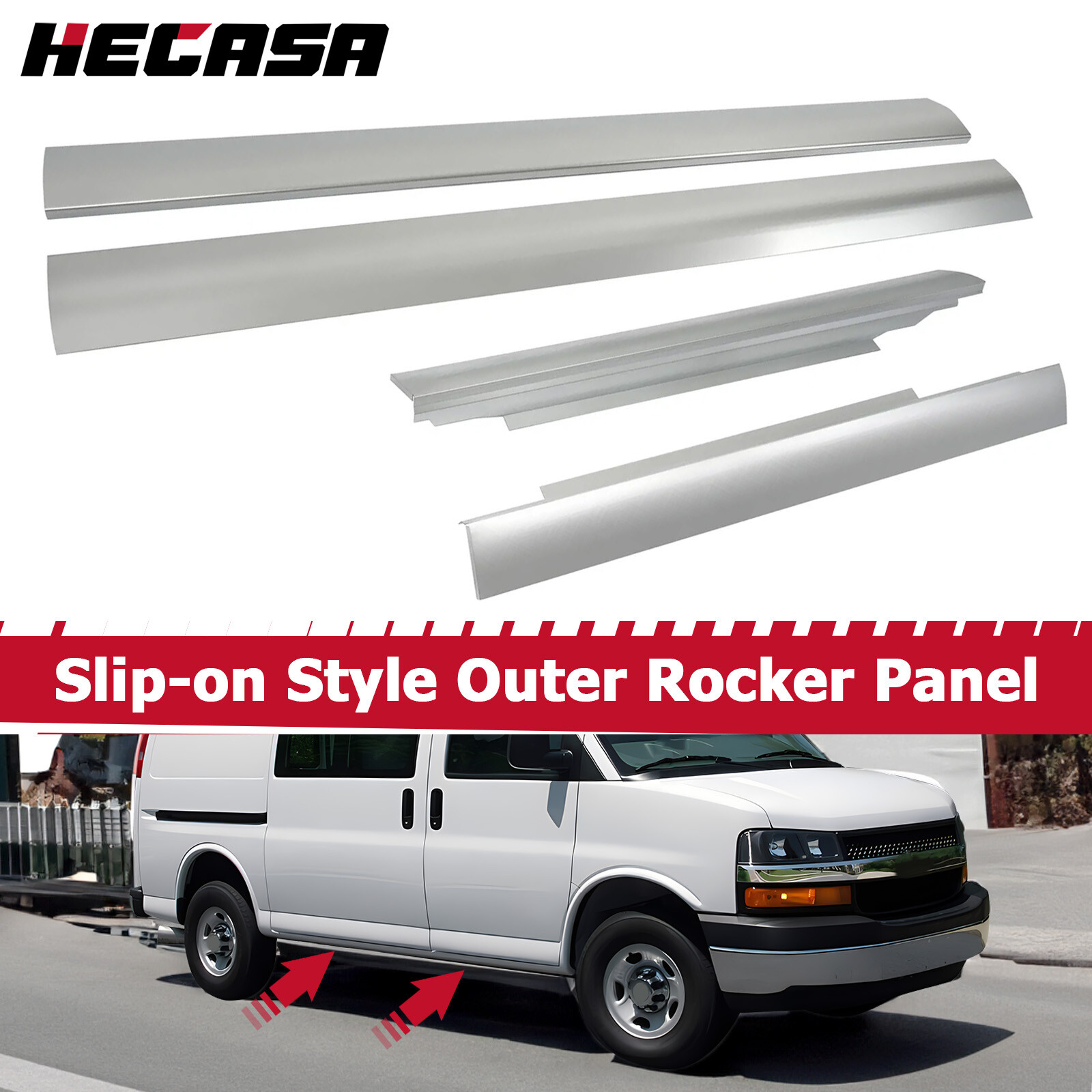 HECASA For Chevy Express GMC Savana Van 1996-2014 Rocker Panel Left & Right Side