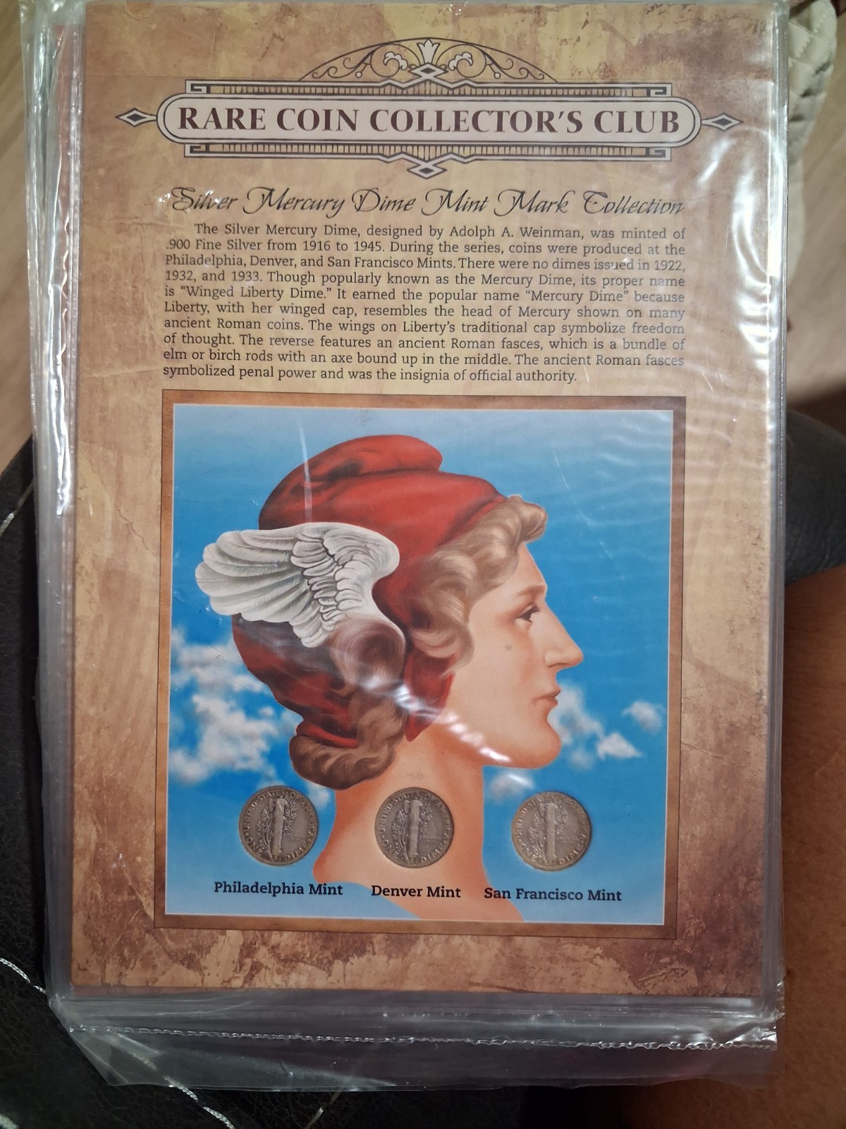 Coin Collector’s Club Silver Mercury Dime 10C Mint Mark Set 1916-1945 P/D/S