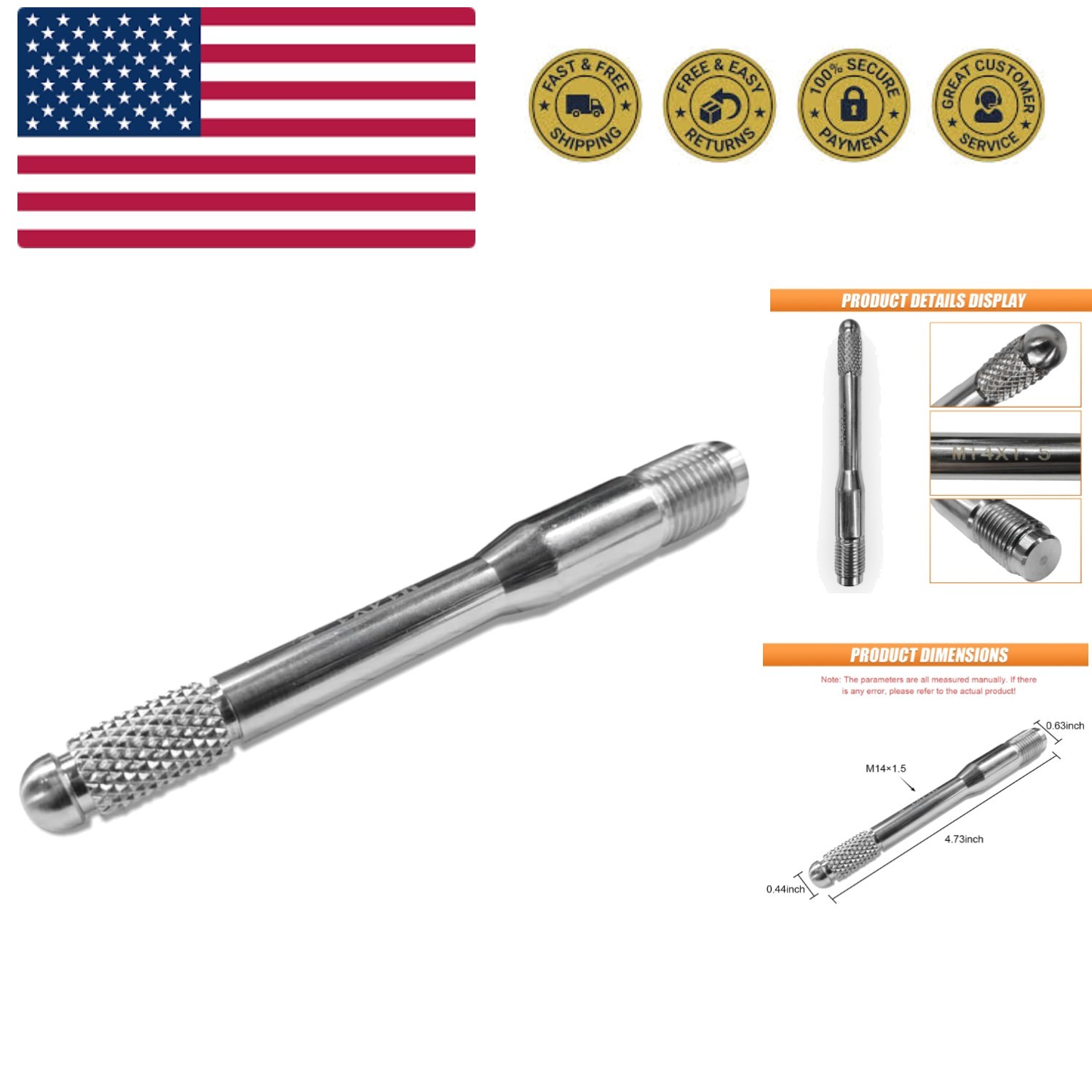 M14x1.5 Car Wheel Alignment Pin, Car Wheel Changing Alignment Tool, Wheel Bol...