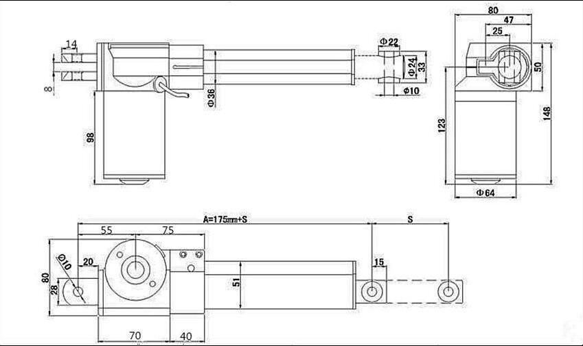 New 50~700mm Stroke linear actuator max 1320LBS(6000N) 12V/24V DC