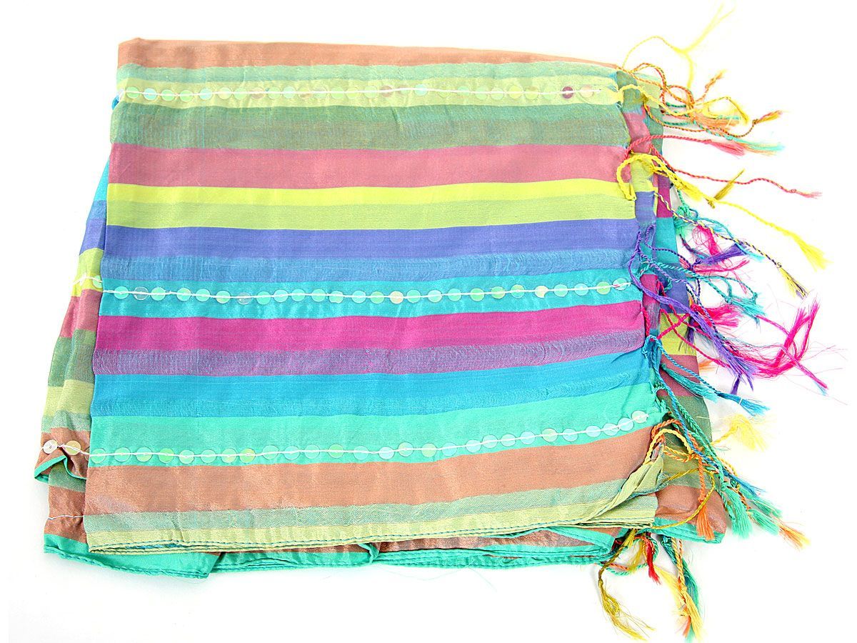 Women's Fashion Multi Colored Striped Polyester Scarf Multi Scarves Wraps