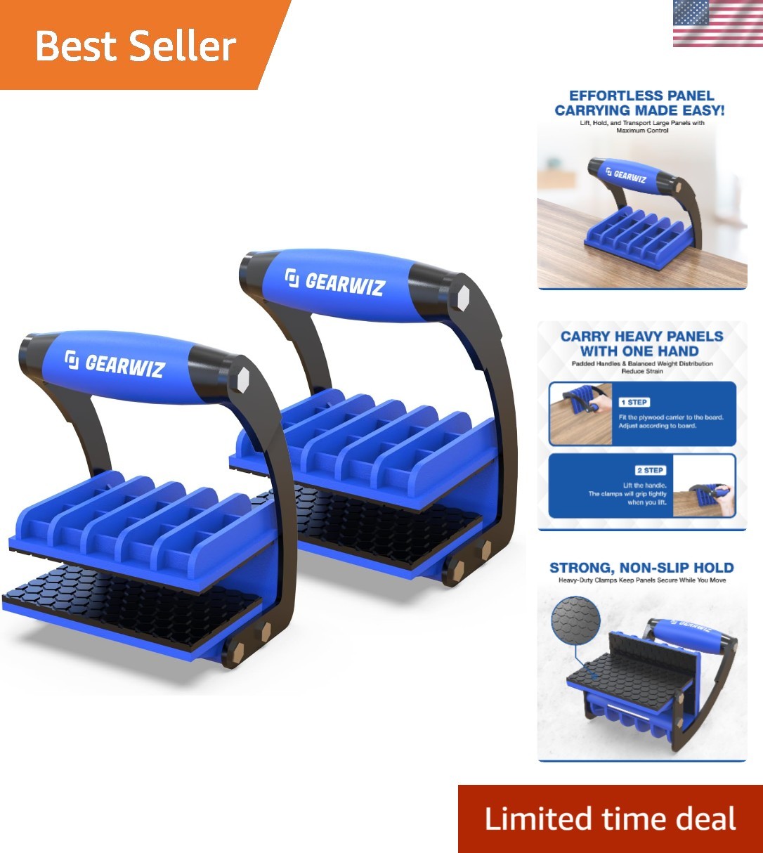 Panel Carrier Tool – Carry Plywood & Large Sheets up to 100 lbs – One-Handed ...