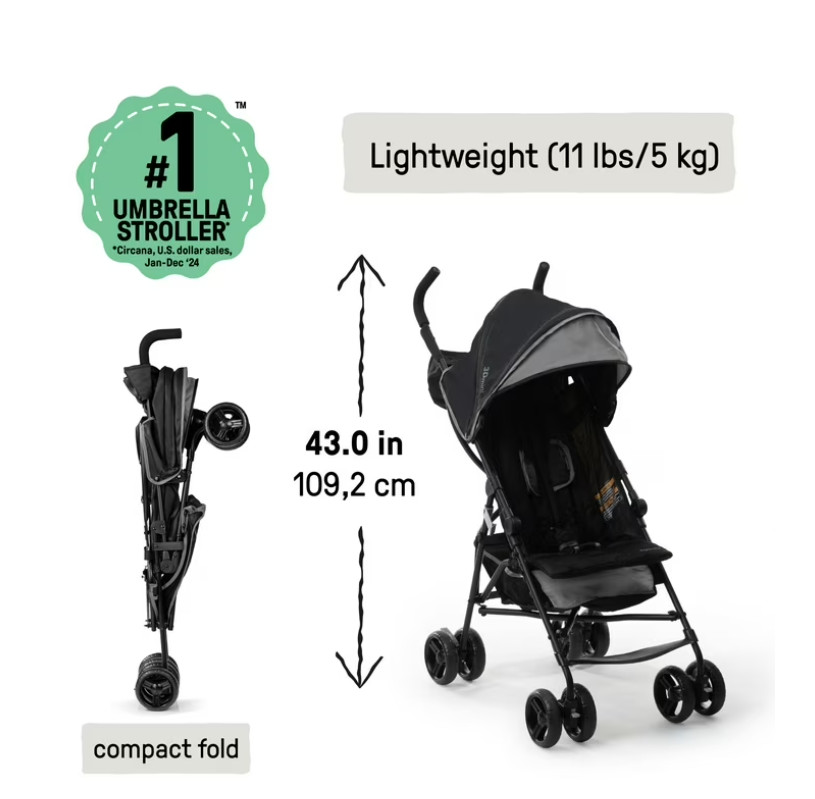 Ingenuity 3Dmini Lightweight Umbrella Convenience Stroller, Gray