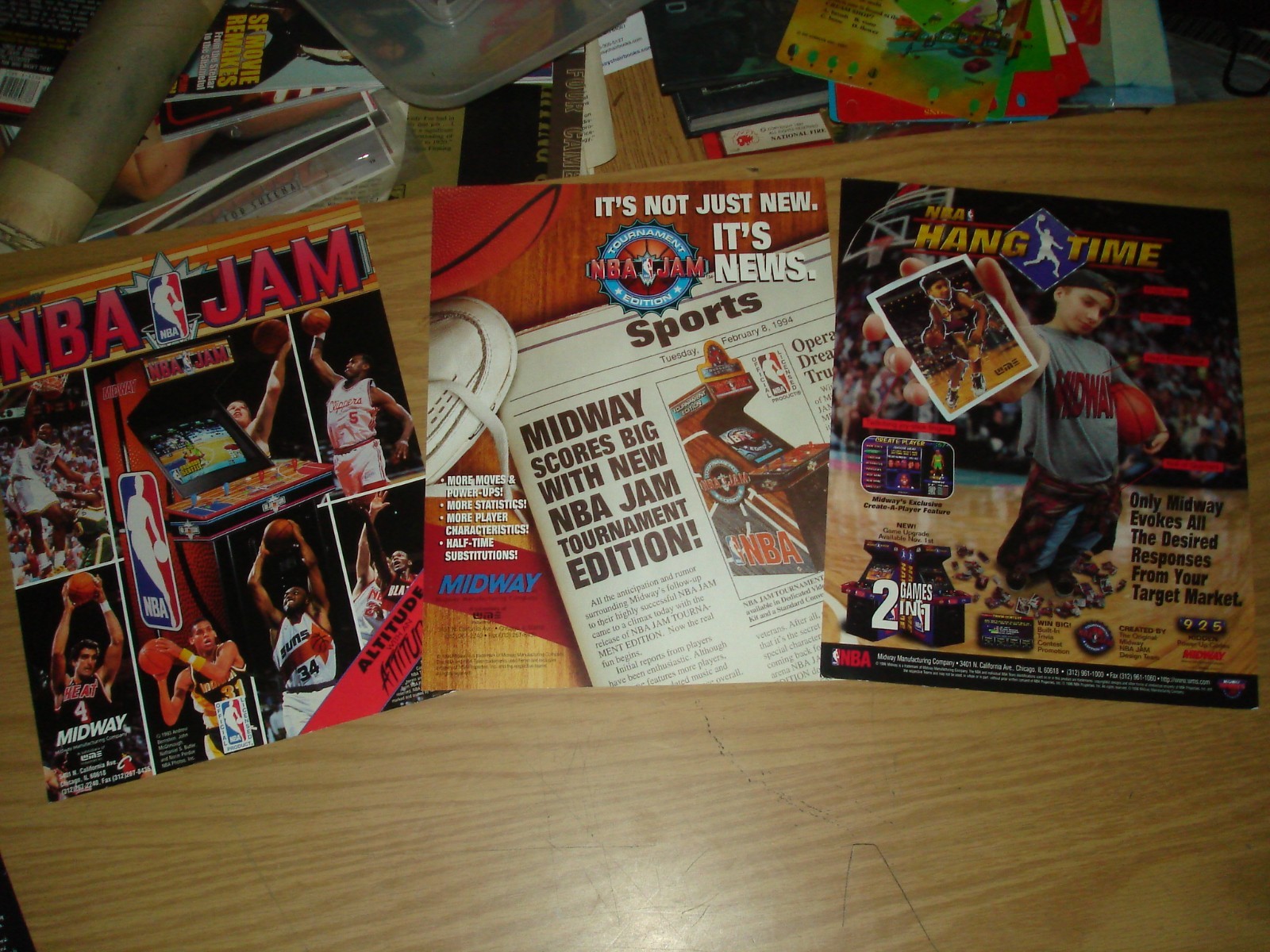 Lot of 3 vintage Midway Arcade game flyers NBA Jam/Tournament/Hang Time 1990s