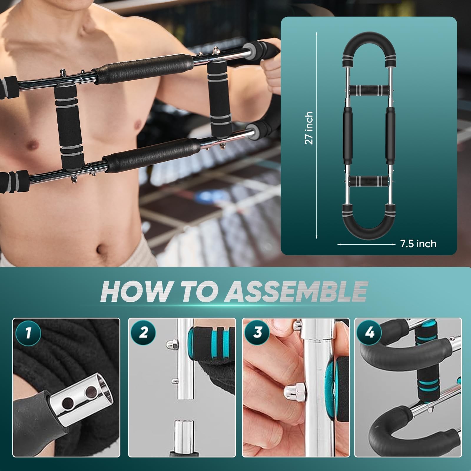 SakerPlus Twister Arm Trainer, Adjustable Spring Chest Expander Forearm Strength