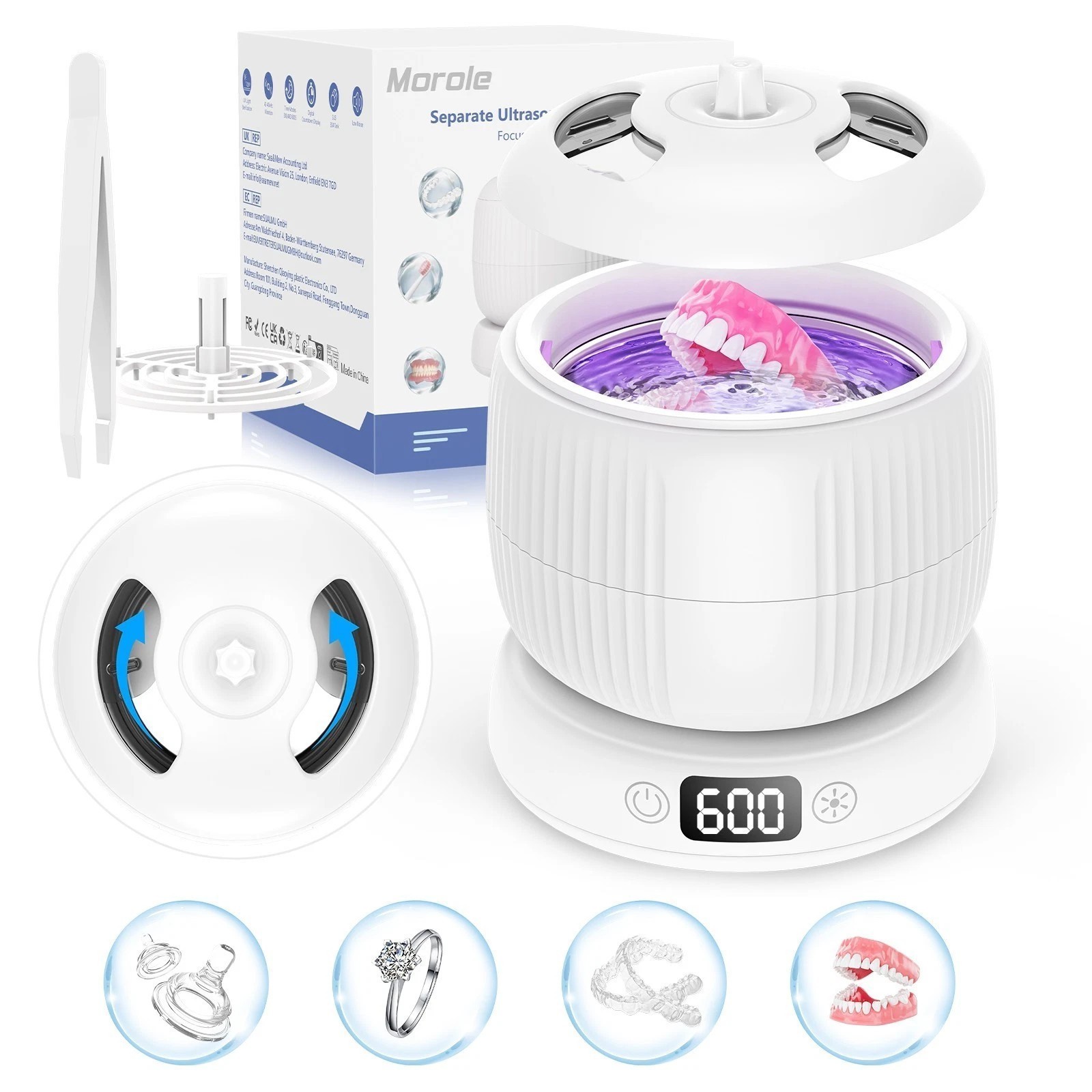 Upgraded Ultrasonic Retainer Cleaner, 45kHz Retainer Cleaner Machine for Denture