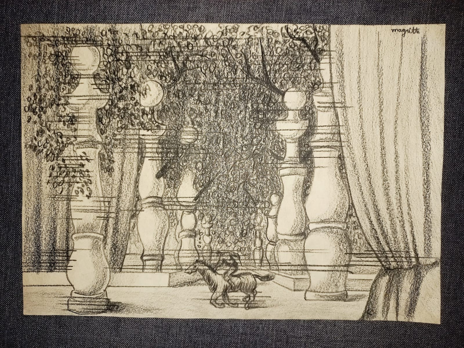 Rene magritte (Handmade) Old Paper Drawing Signed and Sealed...