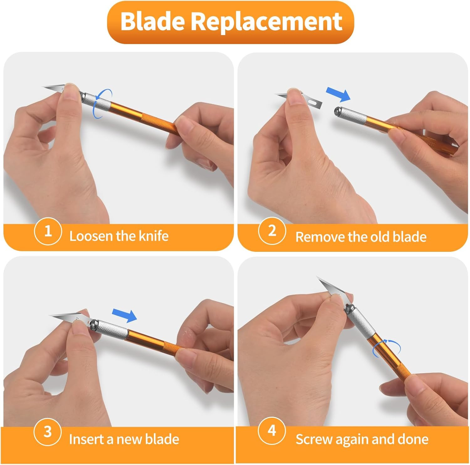 4PCS Exacto Knife, Hobby Knife Craft Knifes with 40PCS Spare Exacto Knife Blades