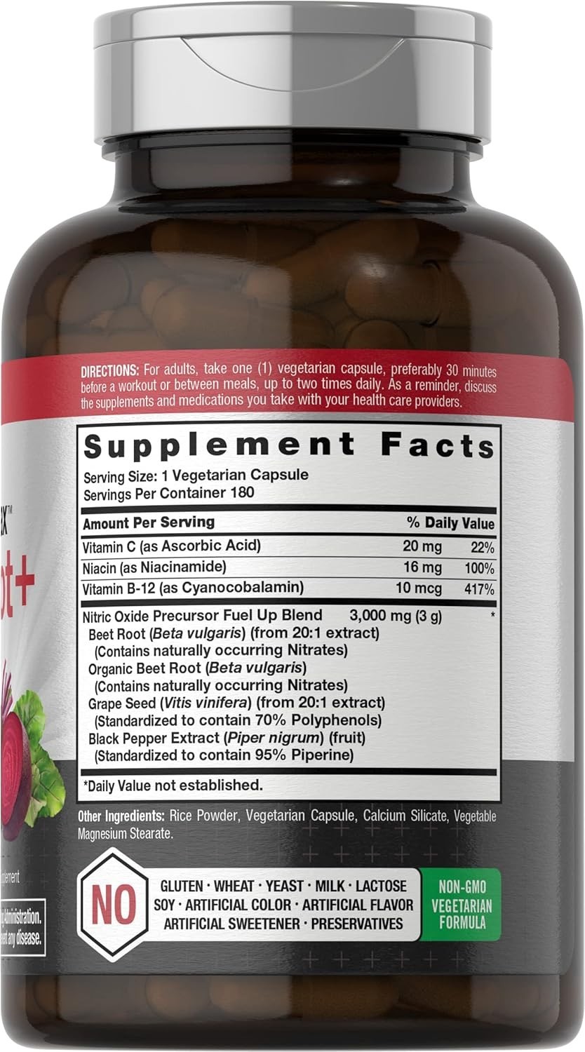Horb?ach Nitric Oxide Beet Root Capsules | 180 Count | with Nitrates and...