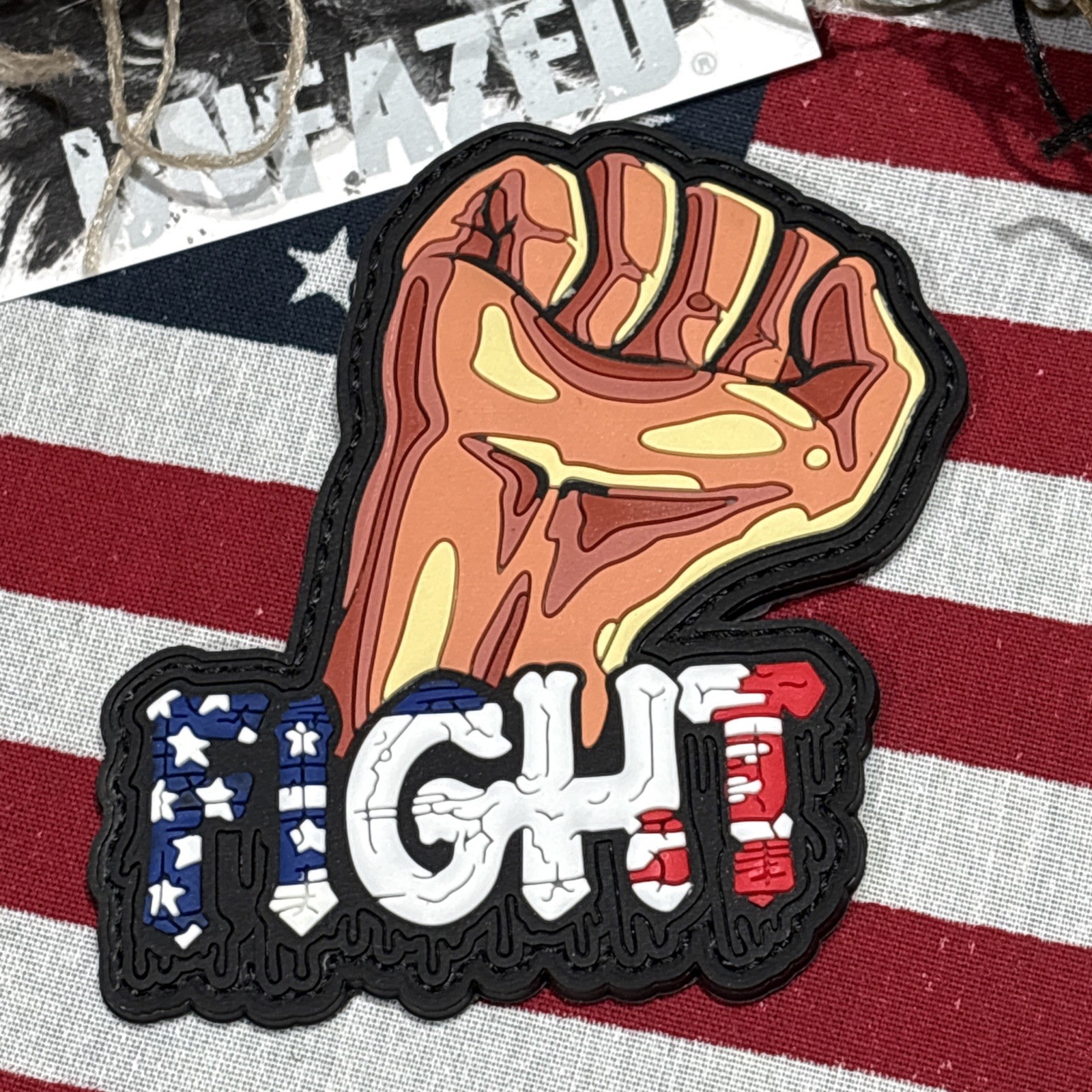 Fight Fist DJT PvC 3D  Morale Tactical Hook & Loop Patch High Quality XLG 4x3”