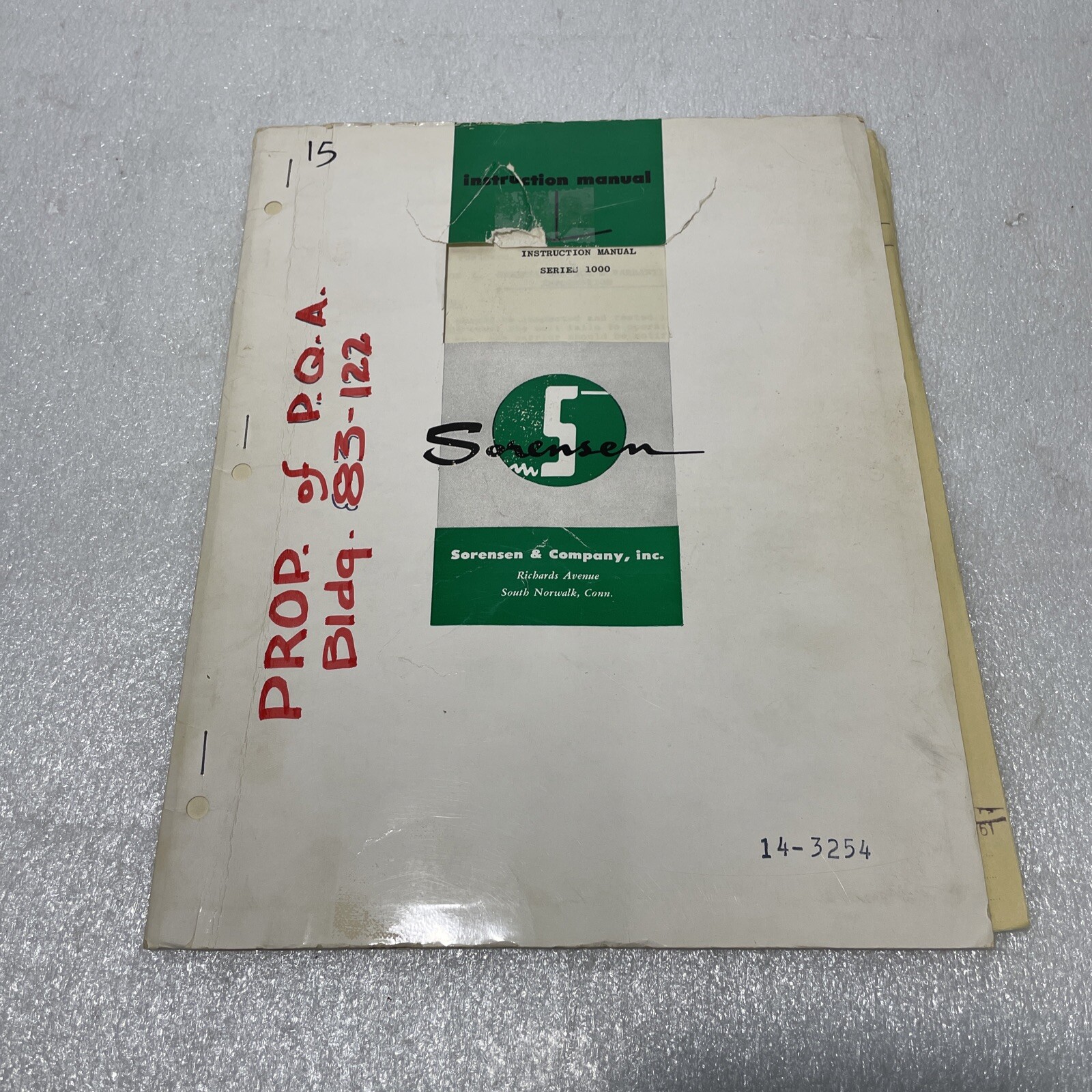 Beta Electric Sorensen Series 1000 Instruction Manual 5/1/58