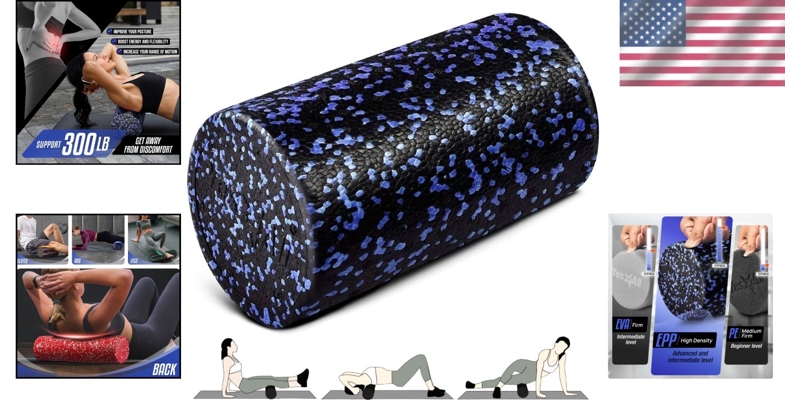High-Density EPP Foam Roller (12-Inch) - Extra Firm for Mobility & Flexibility
