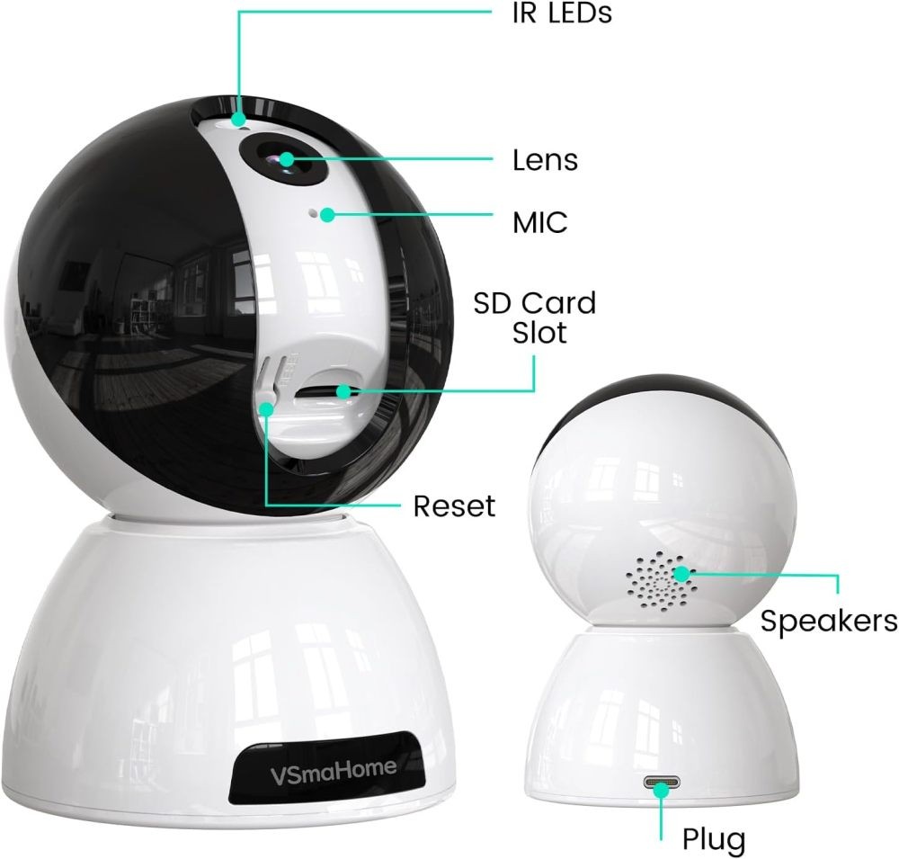 Security Indoor Camera,360° Pan Tilt 1080P Pet Camera with Motion Detection