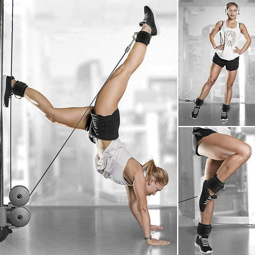 Ankle Strap for Cable Machine Attachments, Gym Single, Black - Single