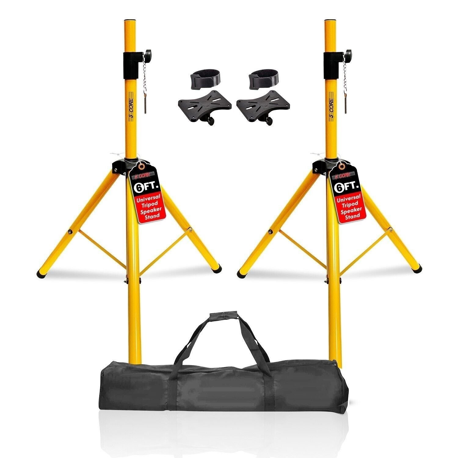 5Core Speaker Stand Tripod Pair Heavy Duty Adjustable 72" Universal Mount w Bag