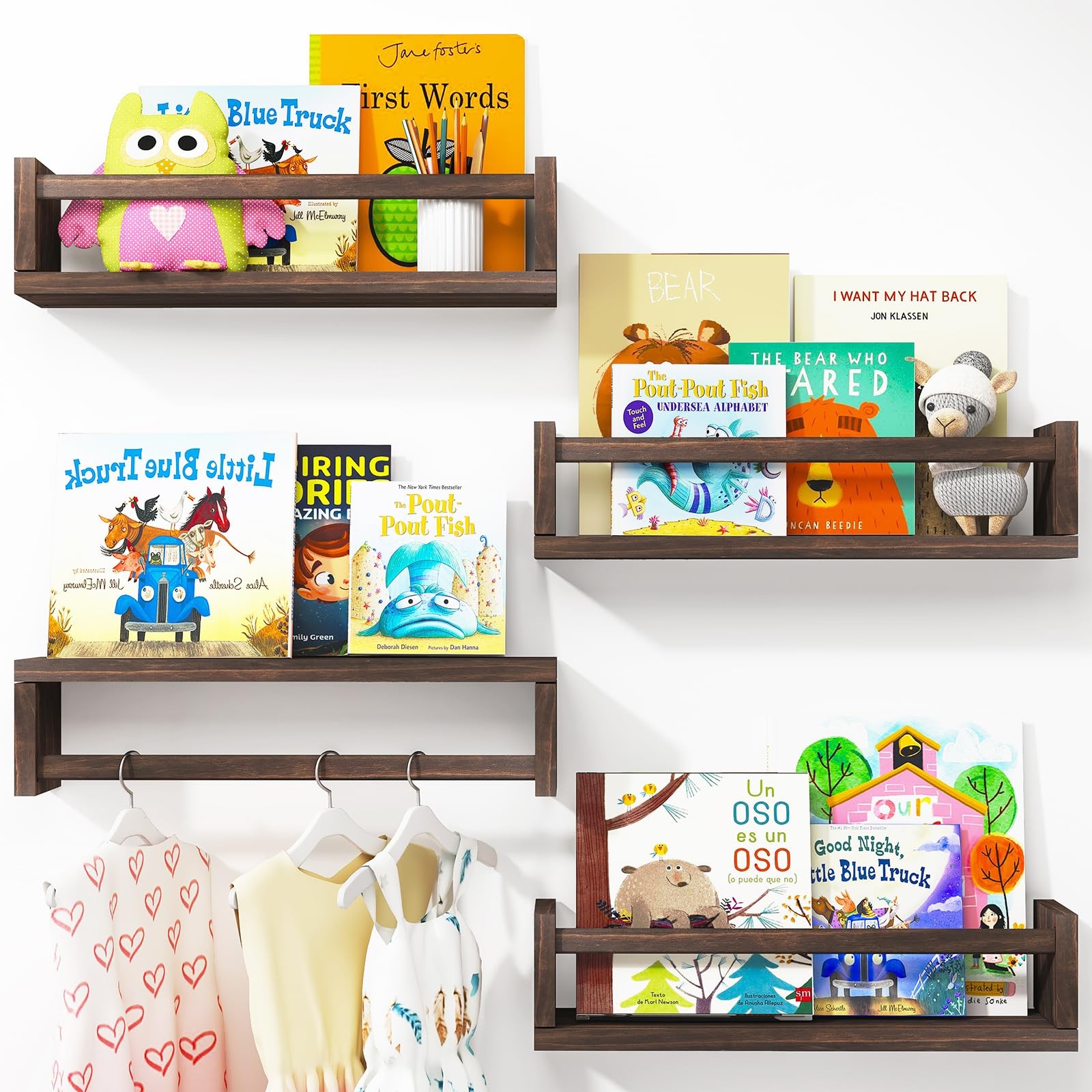 Nursery Book Shelves, 16.5 Inch Nursery Shelves for Rooms, Floating Shelves f...