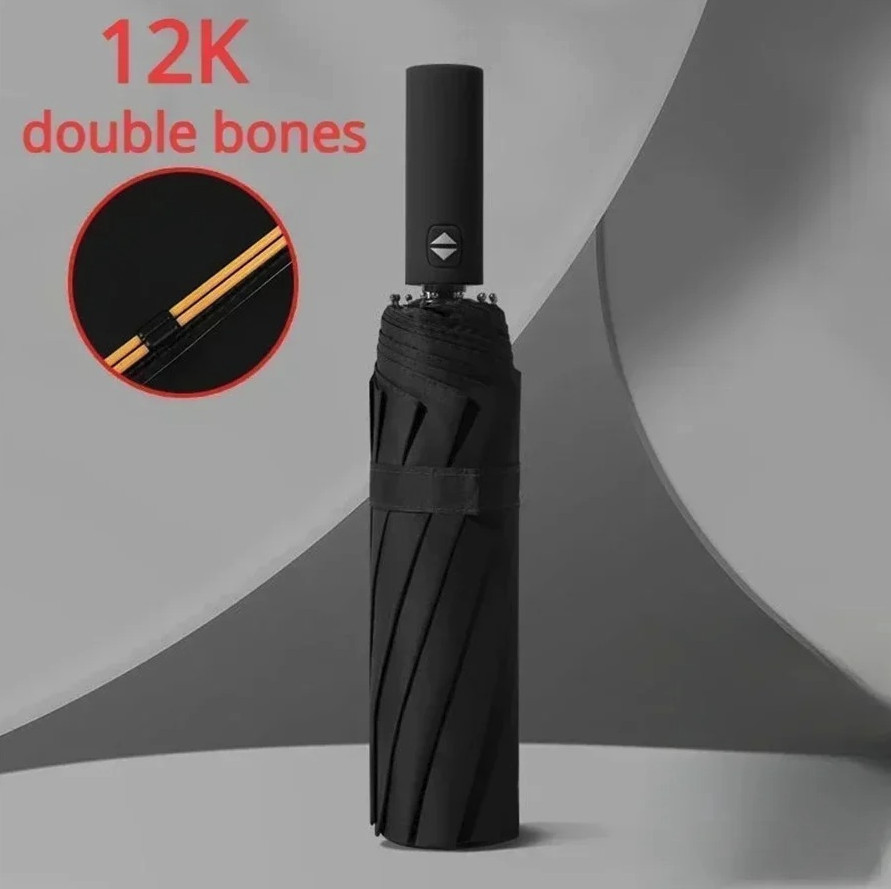 1pc 12-Bone Automatic Folding Umbrella UV Resistant Windproof Durable - NEW