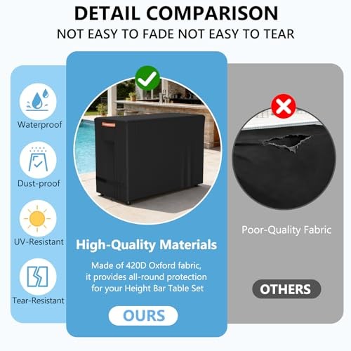 COSHNIBI Bar Height Patio Swivel Set Cover for 3 70"L x 32"W x 47"H Black