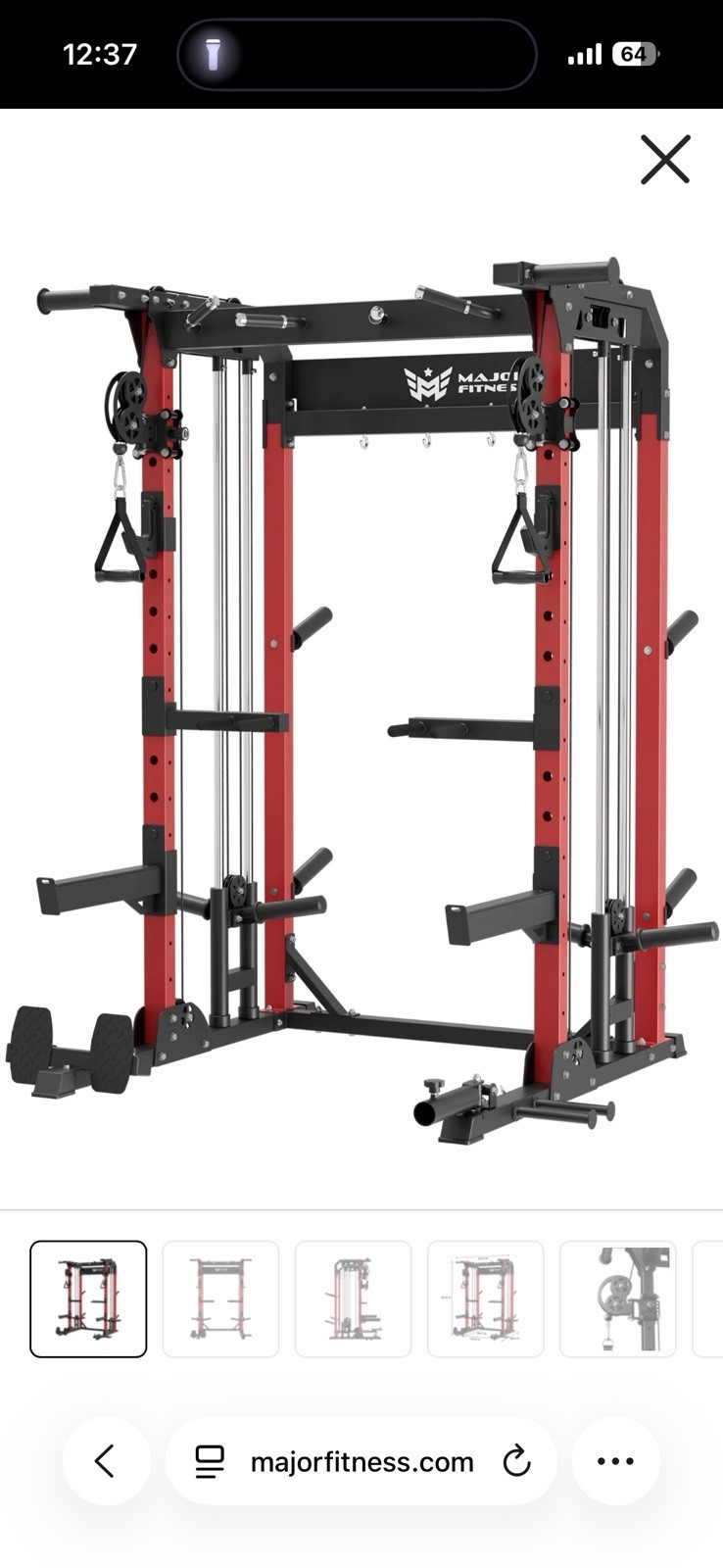 Major Fitness Adjustable Metal Power Rack Squat Rack Red/Black Gym Equipment